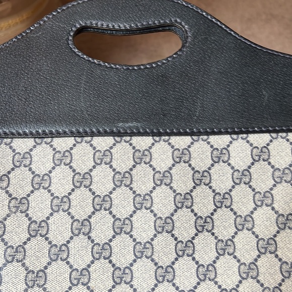 VINTAGE BLUE MONOGRAM CANVAS SHOPPING BAG TOTE HANDBAG - Picture 13 of 14